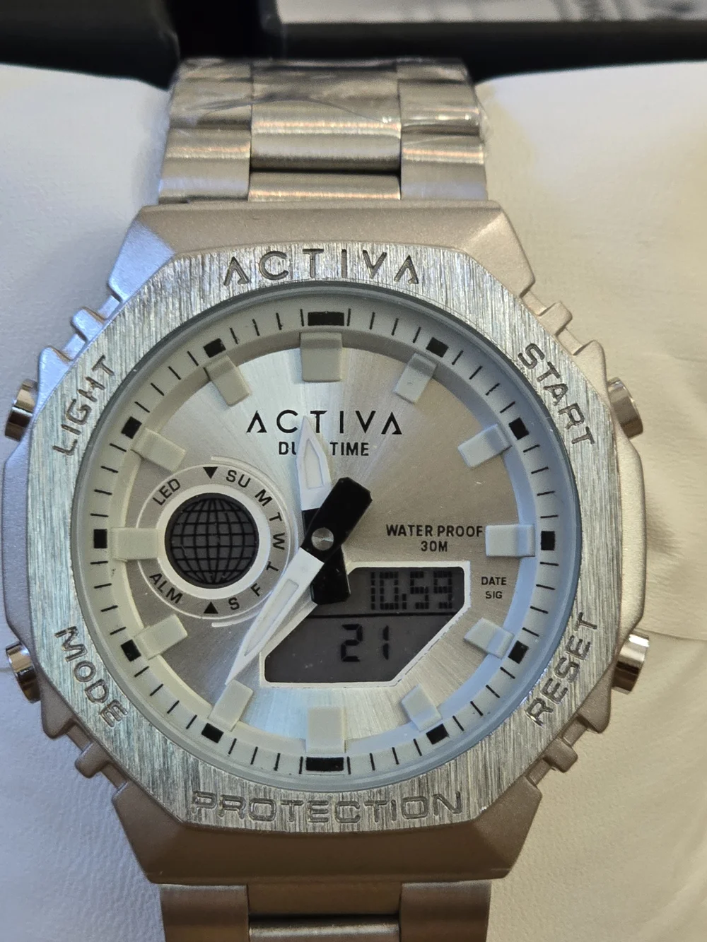 Ativa Stainless Steel Silver Hybrid Smartwatch - Silver